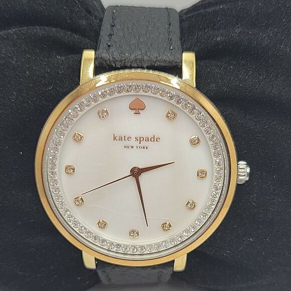 KATE SPADE Monterey KSW1143 Women's Black Leather Analog Dial Quartz Watch BC141 - Picture 1 of 11